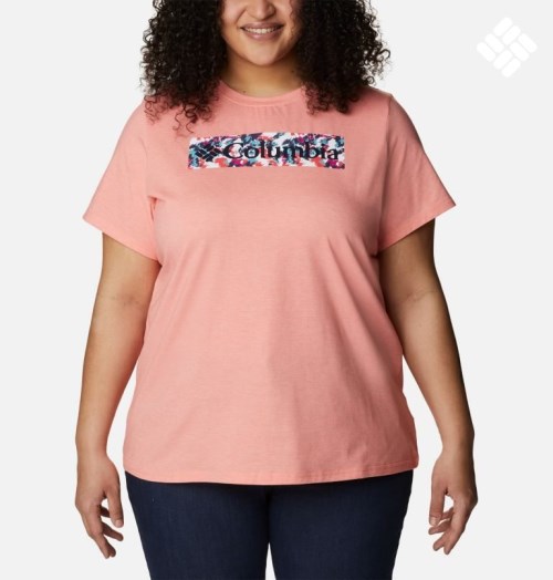 Columbia Sun Trek Graphic T-skjorte Dame Korall | Plus Size 90628R